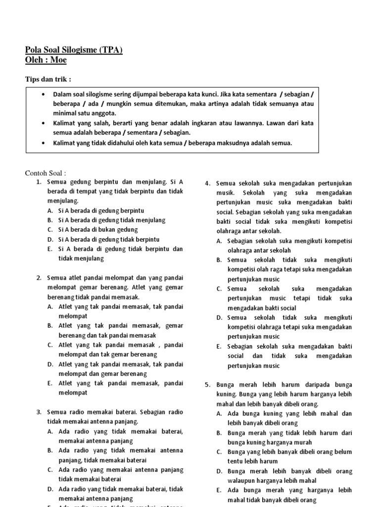 23+ Kumpulan soal silogisme pdf ideas