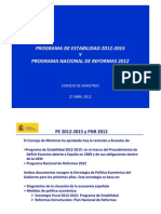 Programa de Estabilidad 2012 2015 y Programa Nacional de Reformas 2012