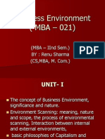 Business Environment (Mba - 021) : (Mba - Iind Sem.) By: Renu Sharma (CS, Mba, M. Com.)