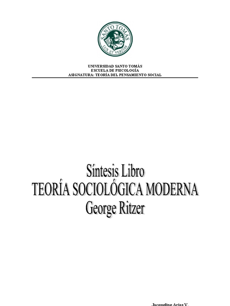Síntesis del libro Teoría Sociológica Moderna de