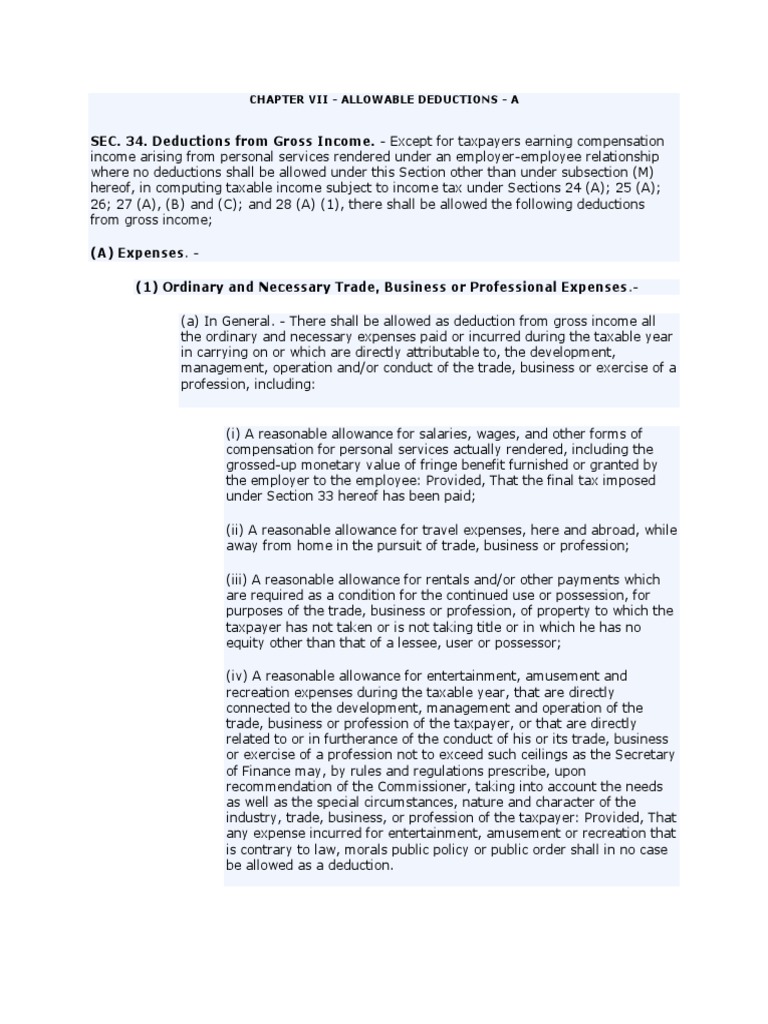 Chapter Vii | Tax Deduction | Personal Exemption (United States)