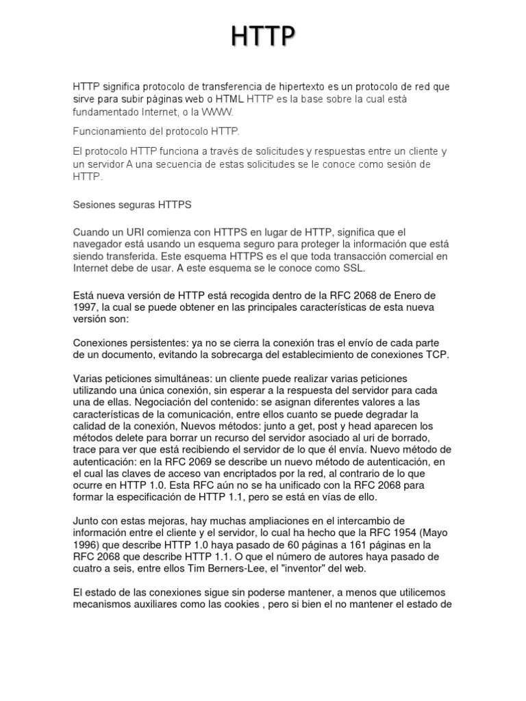 HTTP | PDF | Protocolo de Transferencia de Hipertexto | Servidor web