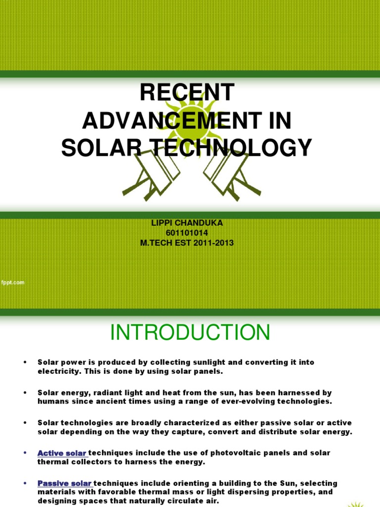 Recent Advances in Solar Technology | PDF | Solar Energy | Photovoltaics
