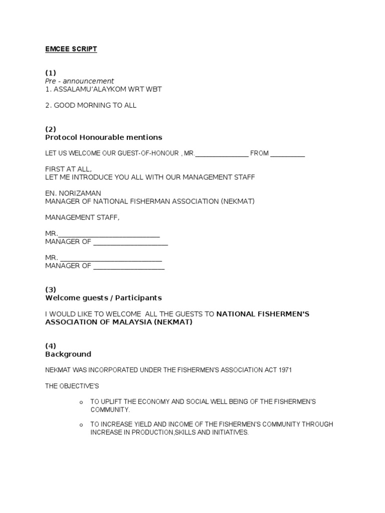 Emcee Script