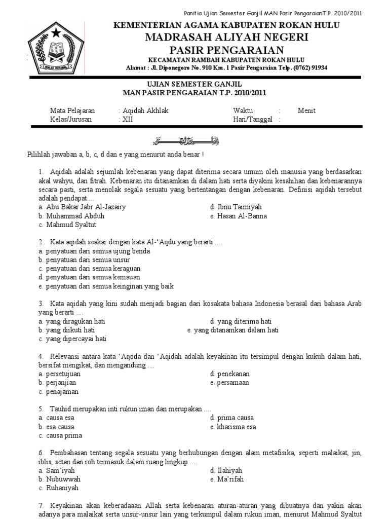 Aqidah Akhlak Kelas Xii Pdf