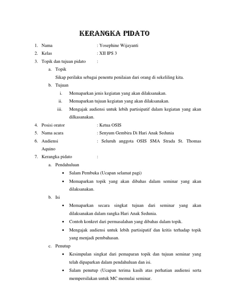 Kerangka Pidato