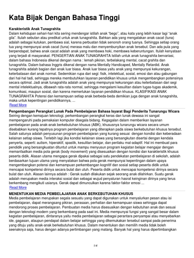 Kata Bijak Dengan Bahasa Tinggi