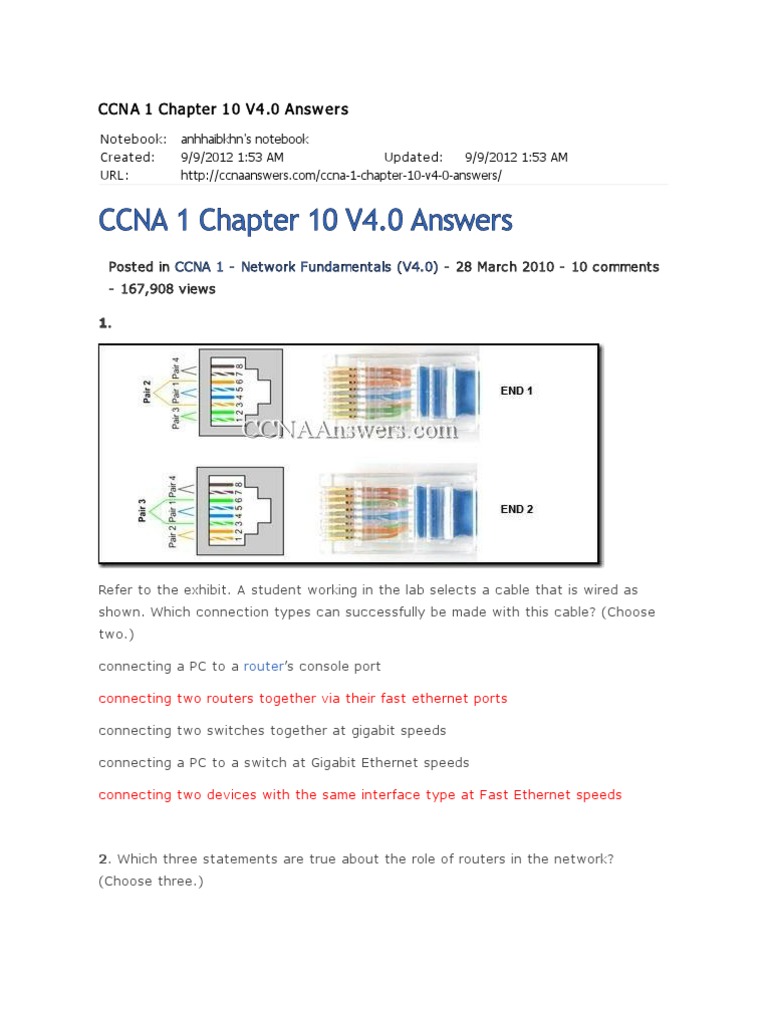 Ccna 1 Answers Chapter 10