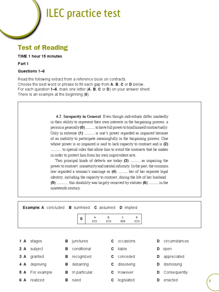 ILEC Practice Test | PDF | Landlord | Lease