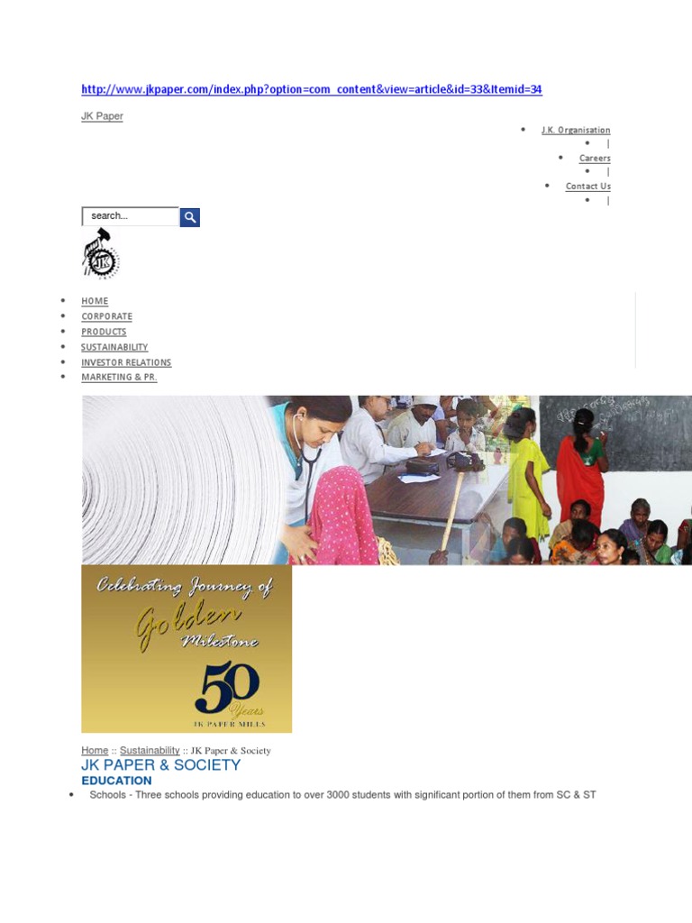 JK Paper & Society JK Paper J.K. Organisation Careers Contact Us