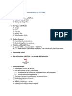 Introduction To MATLAB: Matlab Function List PDF