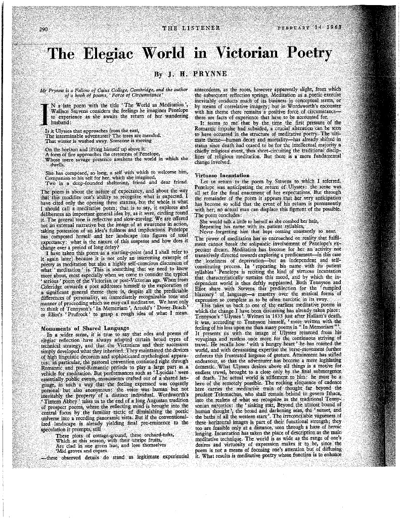 The Elegiac World in Victorian Poetry | PDF | Language Arts & Discipline
