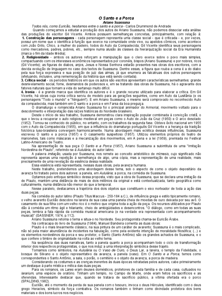 O Santo e a Porca_Análise | PDF | Santo | Religião e crença