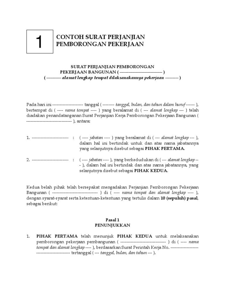 Contoh surat perjanjian borongan bangunan Apabila pada proses Download Master File MsWord muncul notifikasi Anda Tidak Memiliki Akses.