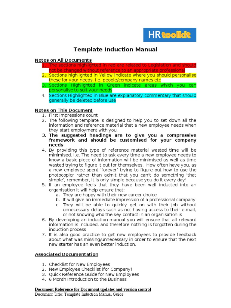 Sample Template Induction Manual Microsoft Outlook Email