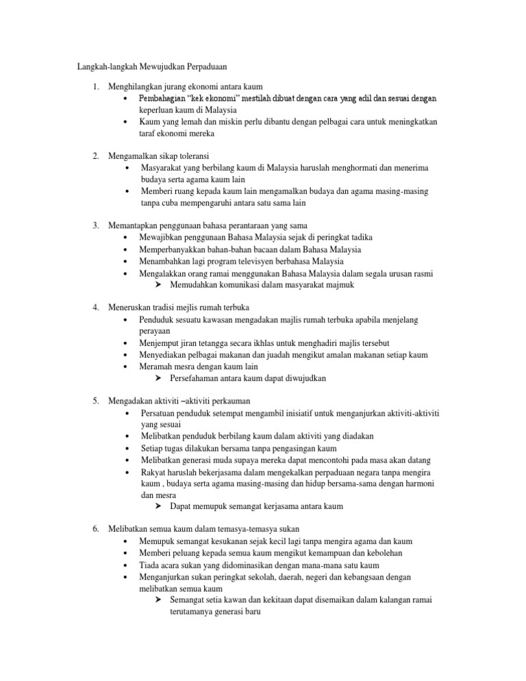 Langkah-Langkah Mewujudkan Perpaduaan  PDF