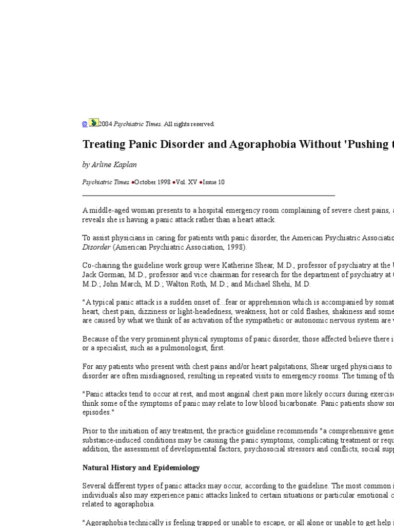Treating Panic Disorder and Agoraphobia | PDF