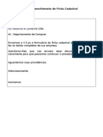 Solicitação de Preenchimento de Ficha Cadastral