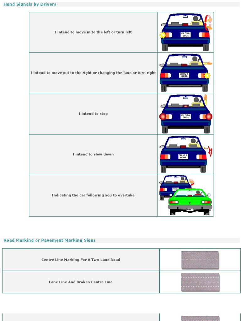 Right Hand Signal For Cars