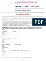 Download: FCI Assistant Grade II in Exam Paper, January - 2012