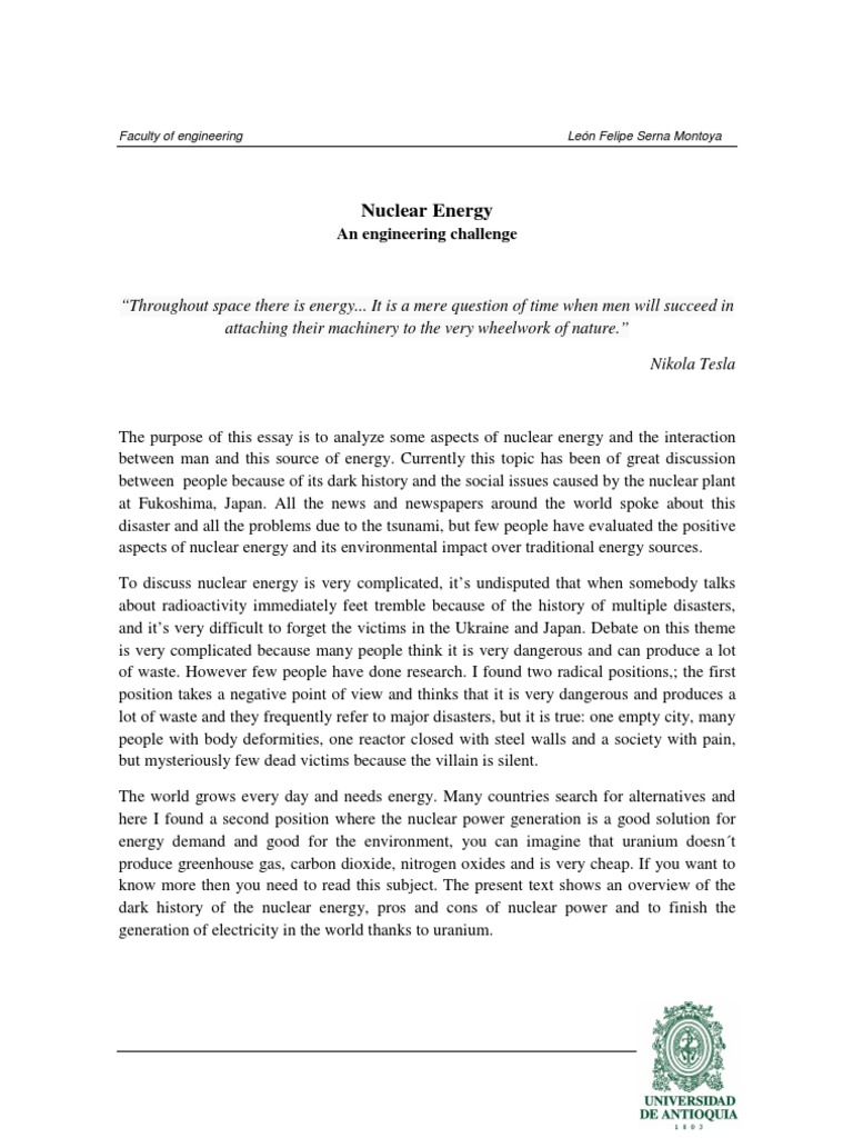 essay on nuclear energy