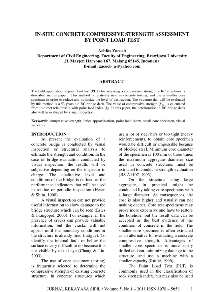 Volume 5 No.1 in Situ Concrete Compressive Strength Assessment | PDF ...