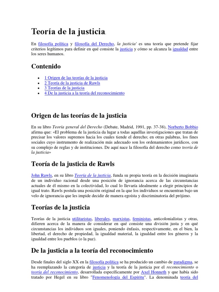 Teoría de La Justicia | PDF | John Rawls | Justicia
