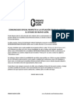 Frente Nuevo León - Comunicado Acerca de #YoSoy132 en Nuevo León.