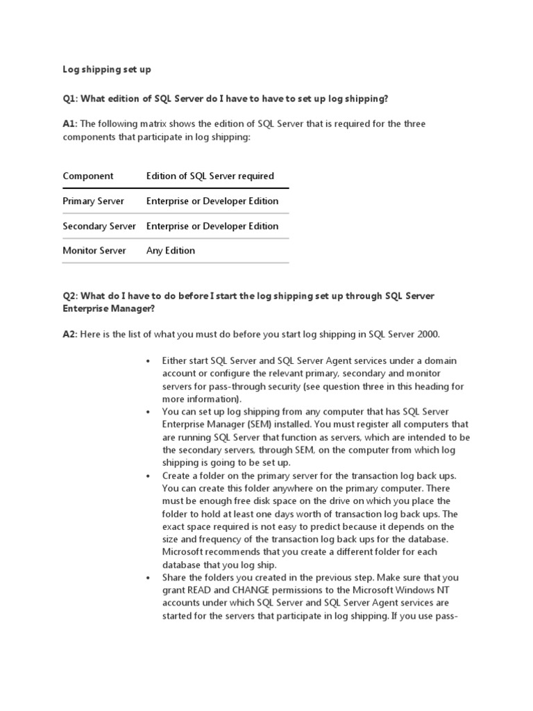 Log Ship FAQ | PDF | Microsoft Sql Server | Database Transaction