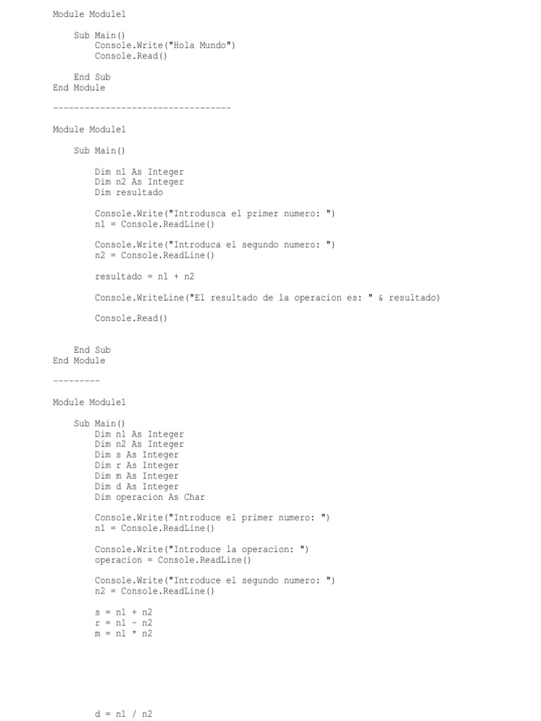 Visual Basic Console Applications Guide | PDF | Computers