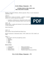 B.A. LL.B. (Hons.) Semester - VI: Paper I International Relation and Organization (Major)