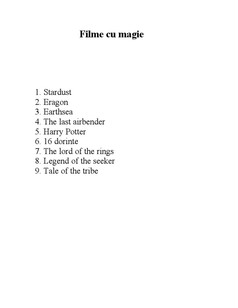 Lista Filme Cu Magie