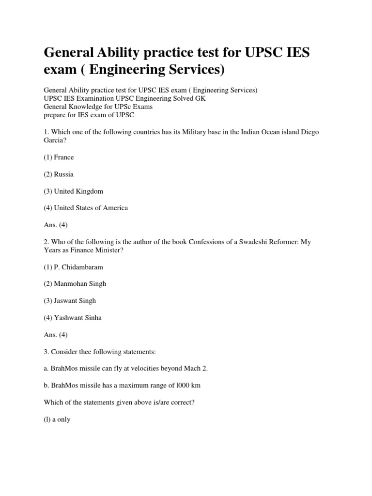 UPSC IES General Ability Test Prep | PDF