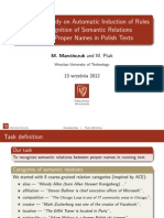 (Presentation) Preliminary Study On Automatic Induction of Rules For Recognition of Semantic Relations Between Proper Names in Polish Texts