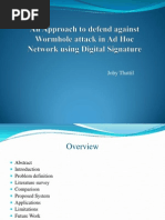 Download An Approach to Defend Against Wormhole Attack in Ad Hoc Networks Using Digital Signature Jo by Joby Thattil SN105795645 doc pdf