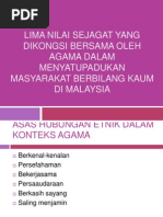 Lima Nilai Sejagat Yang Dikongsi Bersama Oleh Agama