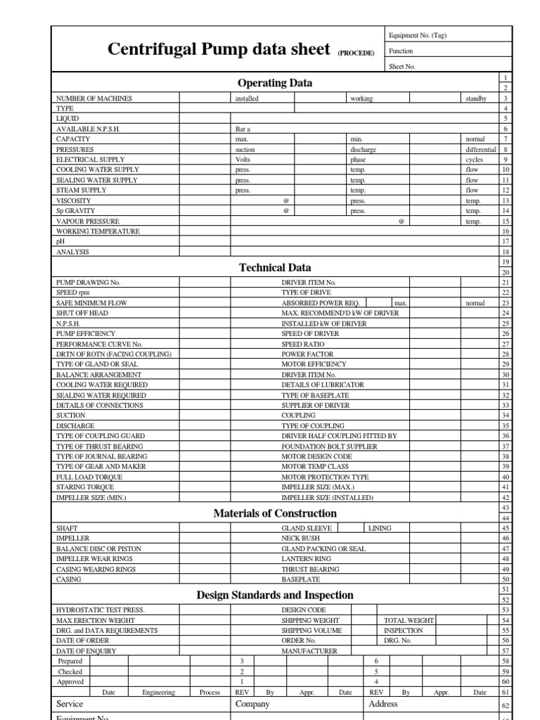 Centrifugal Pump Data Sheet Overview | PDF | Computers