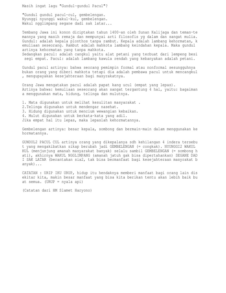 Filosofi Gundul Gundul Pacul | PDF | Seni