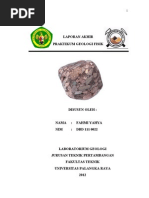 Download LAPORAN AKHIR PRAKTIKUM GEOLOGI FISIK  TEKNIK PERTAMBANGAN UNIVERSITAS PALANGKARAYA by Fahmi Yahya SN105816954 doc pdf