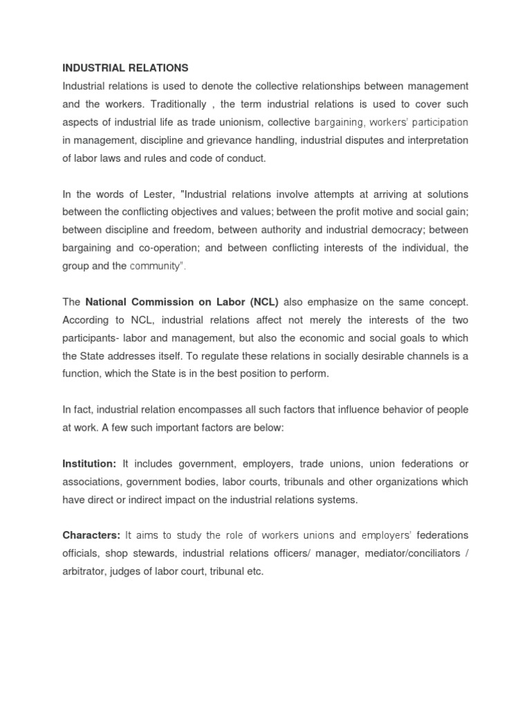 Industrial Relations | PDF