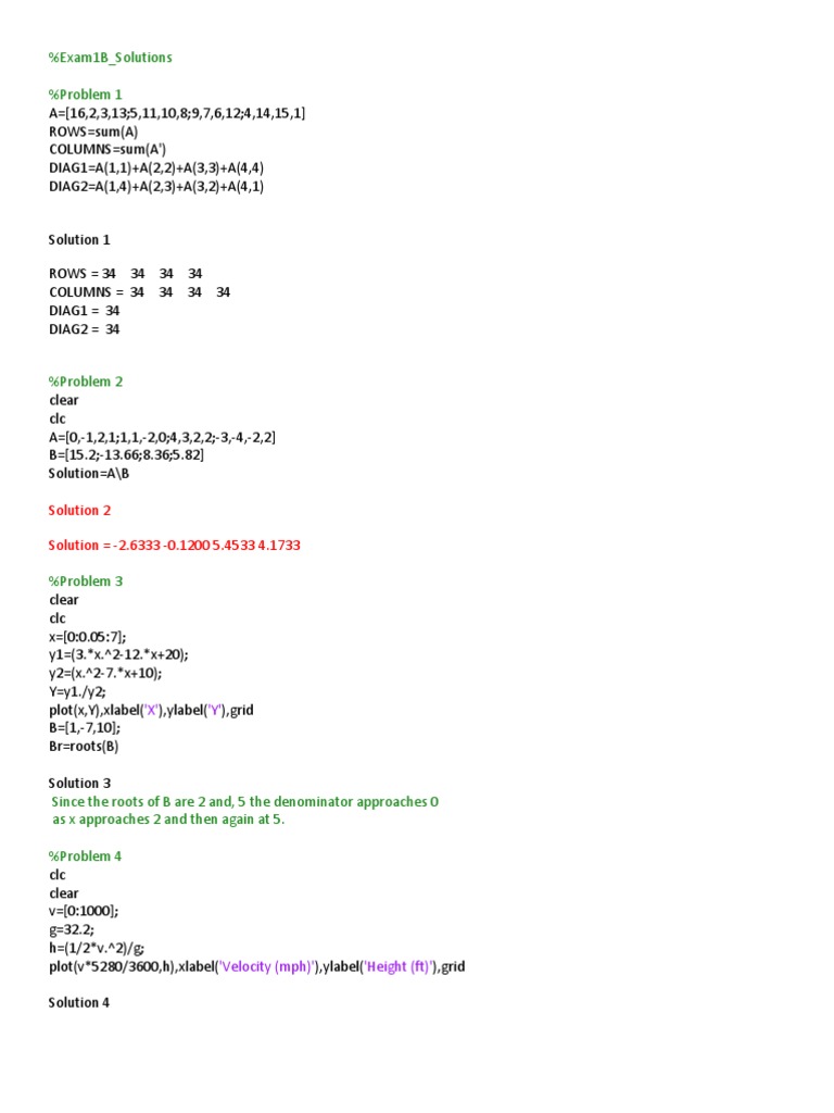 Solutions for Exam 1B Problems | PDF