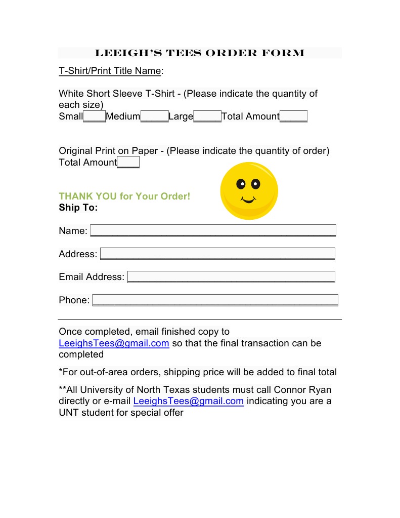 Leeigh's Tees Order Form | PDF | Career & Growth | Lifestyle