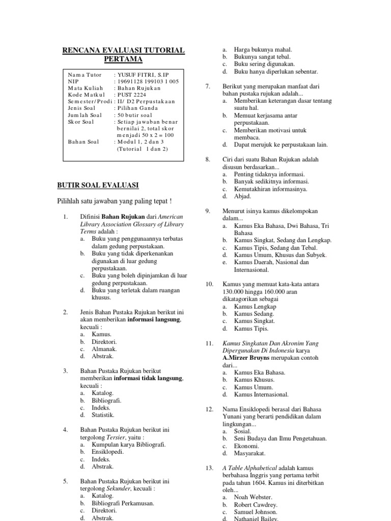Soal Bahan Rujukan