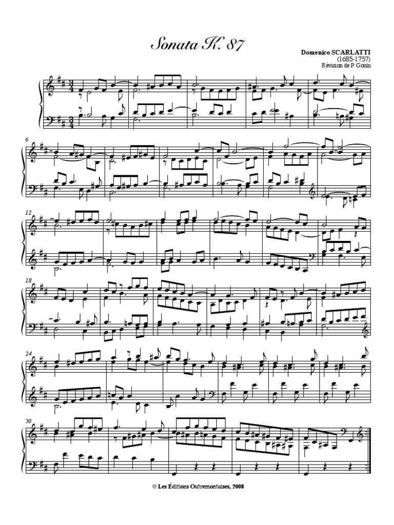 Partition Sonata K 87 Scarlatti Domenico