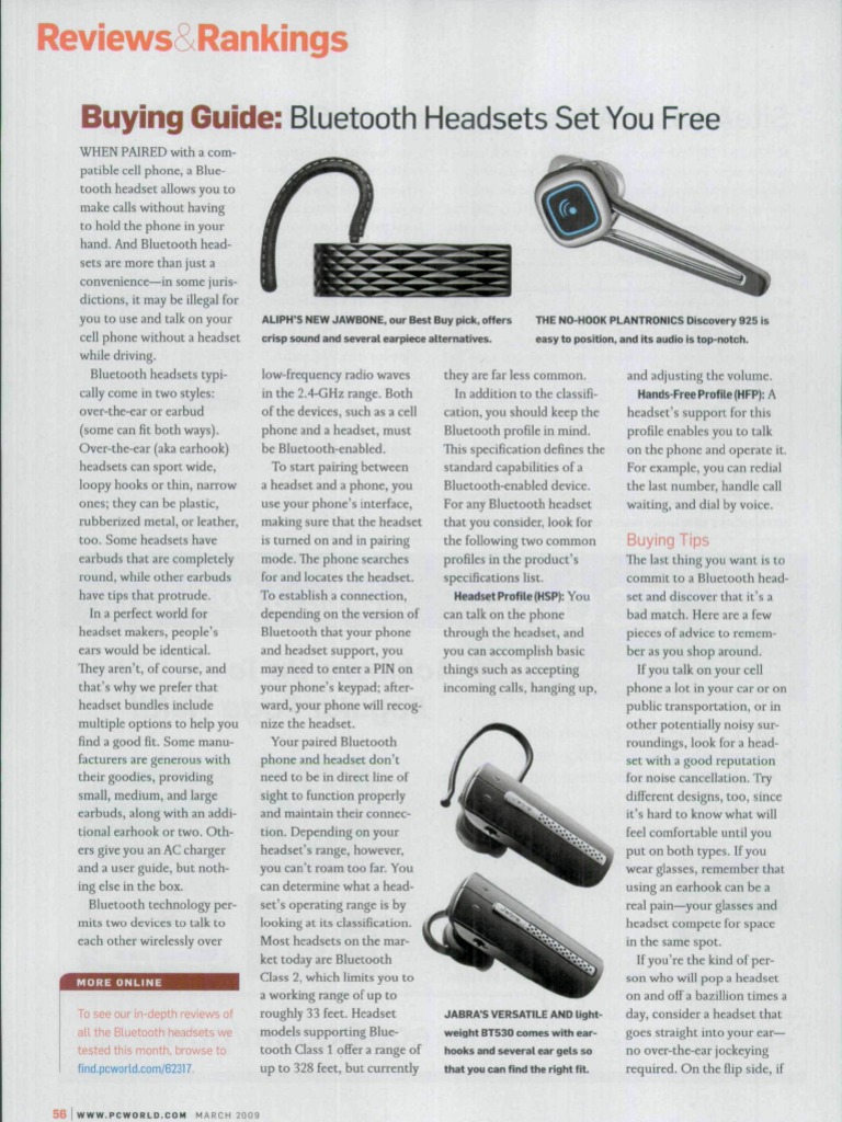 Reviews&Rankings Buying Guide Bluetooth Headsets Set You Free PDF