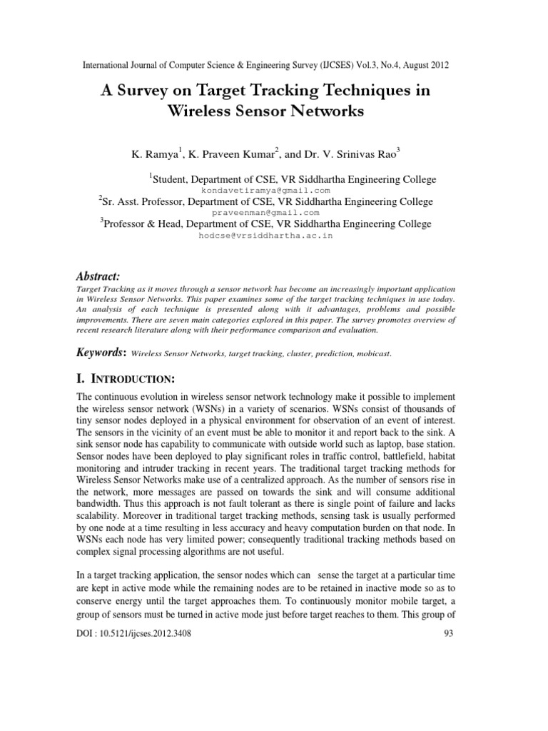 A Survey On Target Tracking Techniques in Wireless Sensor Networks ...