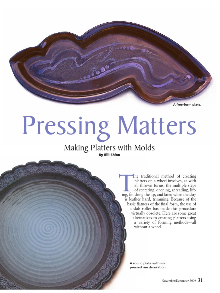 Pressing Matters: Making Platters With Molds | PDF | Plaster | Manmade ...