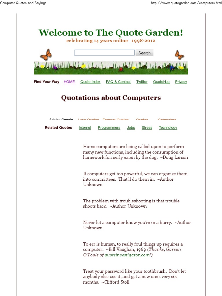 Humorous Quotes About Computers | PDF | Macintosh | Office Equipment