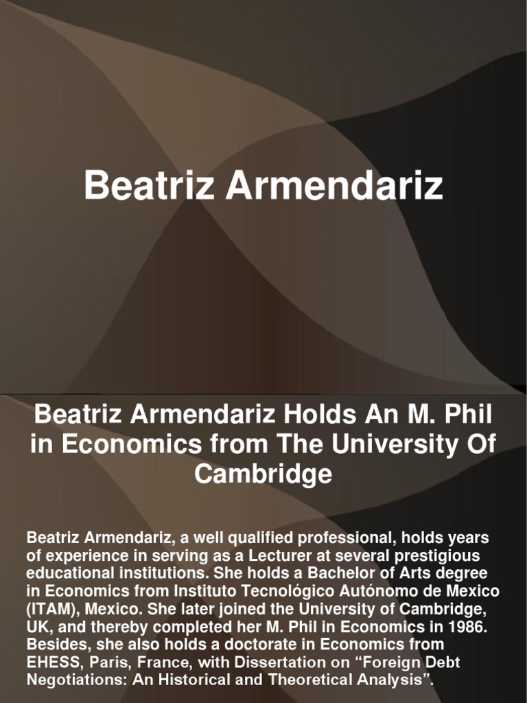 Beatriz Armendariz Is Professor at The University College London and ...