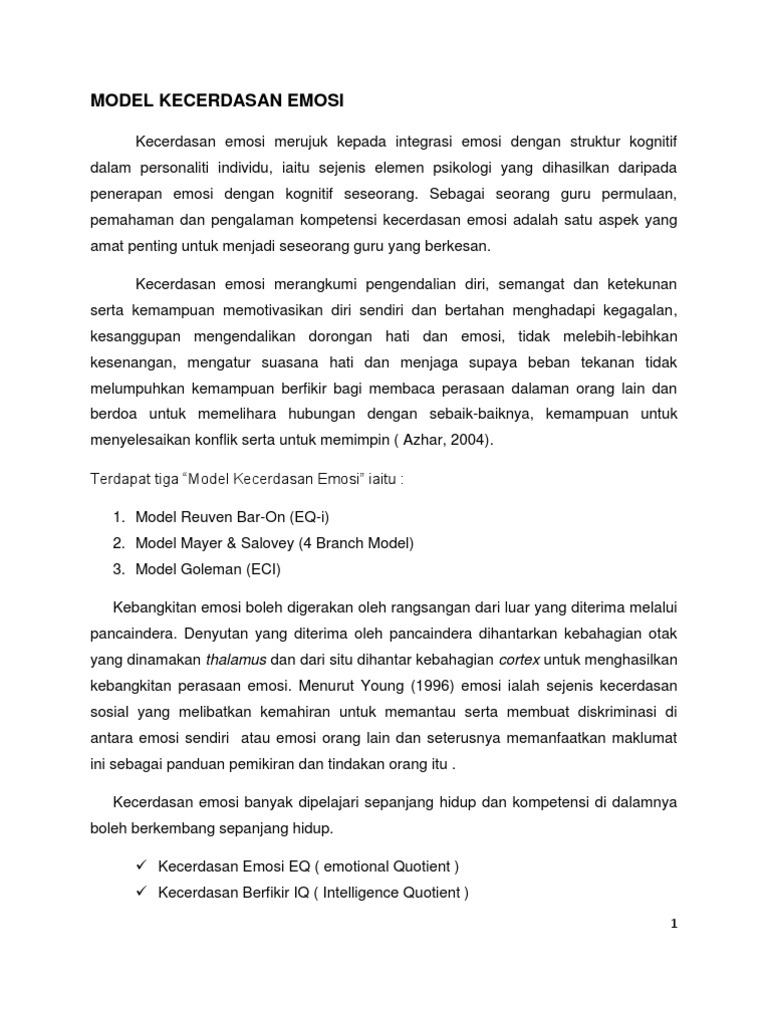 Model Kecerdasan Emosi dan Aplikasinya | PDF